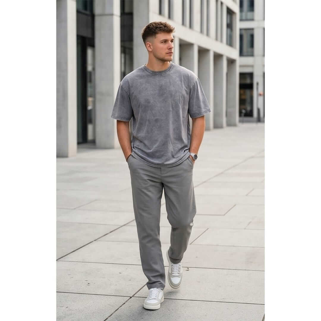 Smoke Acid Wash Oversized T-Shirt - Light Gray — T-Shirt for Men | THE MEN THING