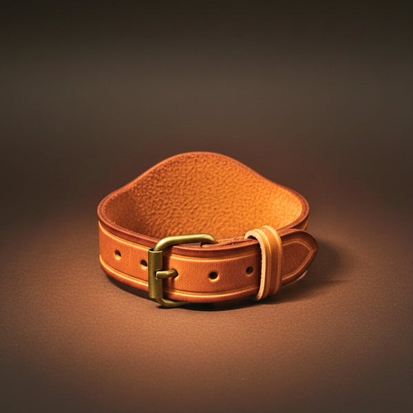 TAVERNIX CUFF - 20mm Brown Genuine Leather Adjustable Bracelet for Men & Boys (9.5 inch)