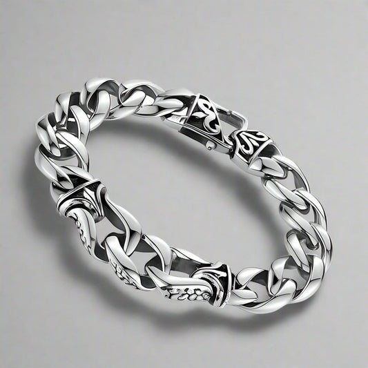 TENACITY - "12"mm Pure Stainless Steel Bracelet with Lobster Claw Buckle for Men & Boys (8 inch) - THE MEN THING