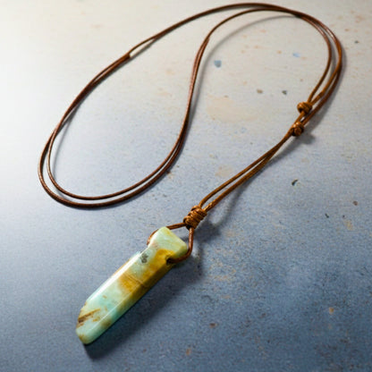 TERRA SHARD - Natural Crystal Unshaped Pendant with Adjustable Rope Chain for Men and Boys - THE MEN THING