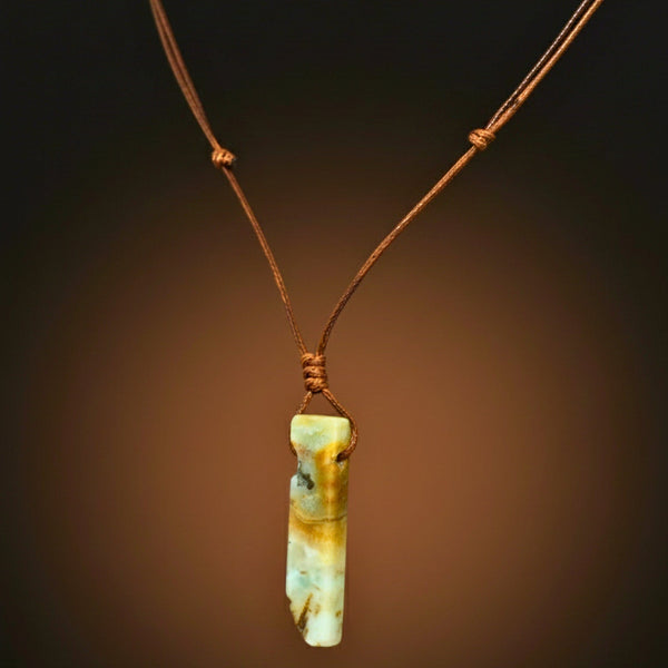 TERRA SHARD - Natural Crystal Unshaped Pendant with Adjustable Rope Chain for Men and Boys