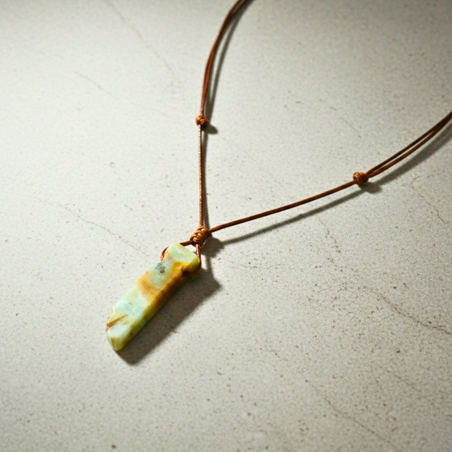 TERRA SHARD - Natural Crystal Unshaped Pendant with Adjustable Rope Chain for Men and Boys - THE MEN THING