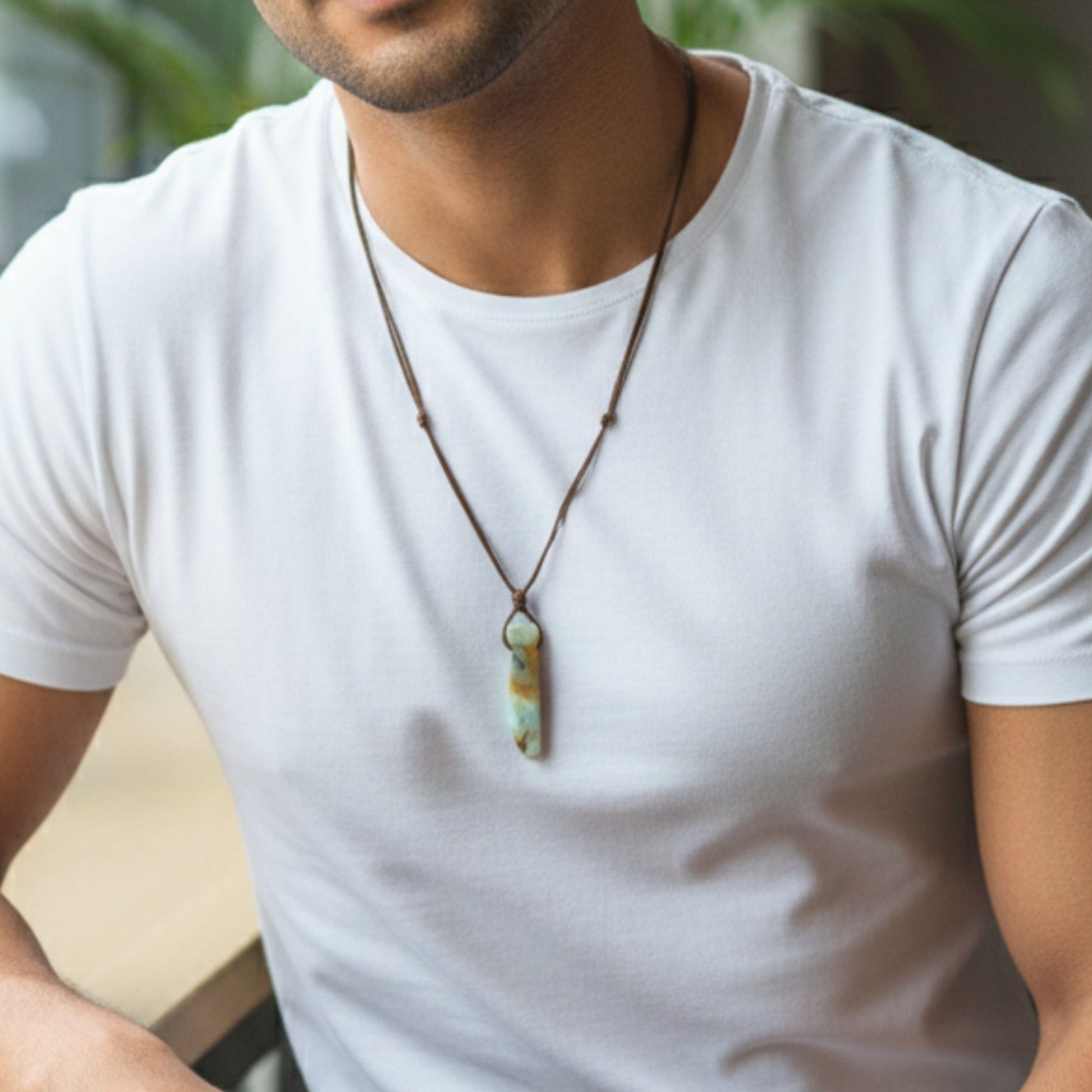 TERRA SHARD - Natural Crystal Unshaped Pendant with Adjustable Rope Chain for Men and Boys - THE MEN THING