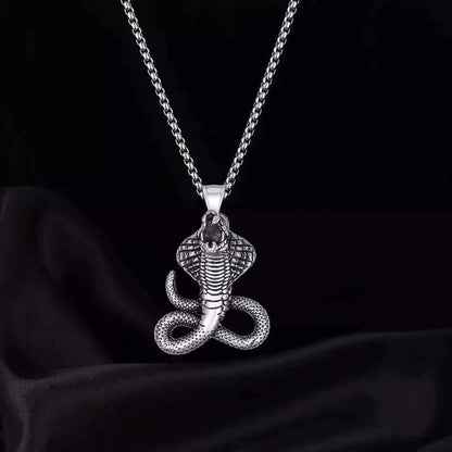 THE KING, THE COBRA - Alloy Snake Pendant with Pure Stainless Steel  24inch Round Box Chain, European trending Style  for Men & Boy - THE MEN THING