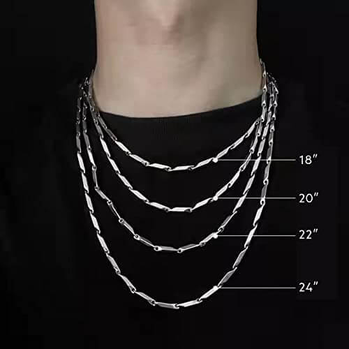 THE MEN THING Pure Stainless Steel MultiColor Rice Chain 24inch - European Trending Style - Necklace for Men & Boy - THE MEN THING