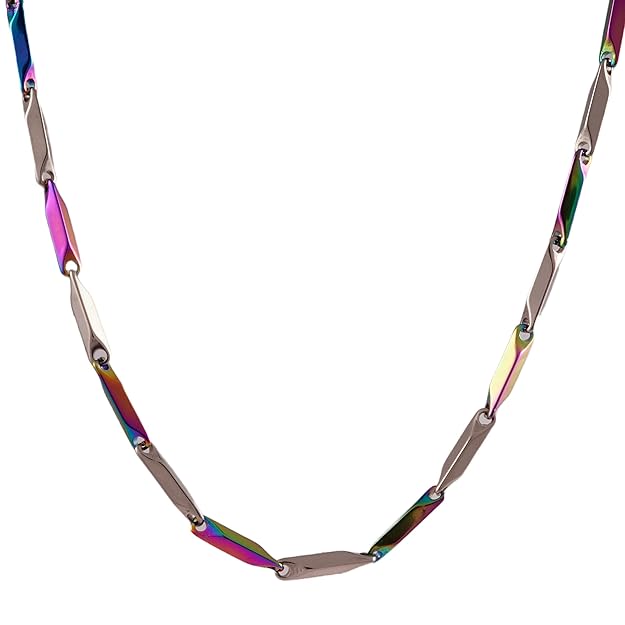 THE MEN THING Pure Stainless Steel MultiColor Rice Chain 24inch - European Trending Style - Necklace for Men & Boy - THE MEN THING