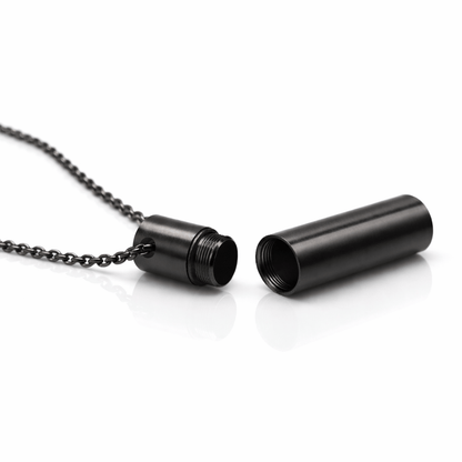 THE SECRET BOX - BLACK - 10mm Titanium Steel Pendant with 24inch Adjustable 4 mm Cable Chain for Men & Boys - THE MEN THING