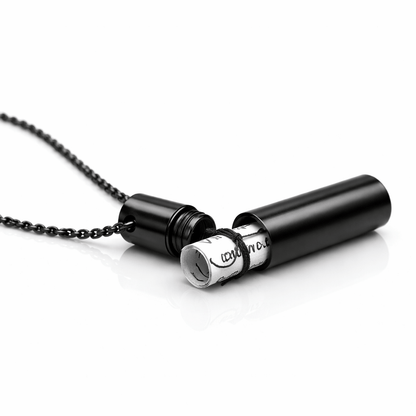 THE SECRET BOX - BLACK - 10mm Titanium Steel Pendant with 24inch Adjustable 4 mm Cable Chain for Men & Boys - THE MEN THING