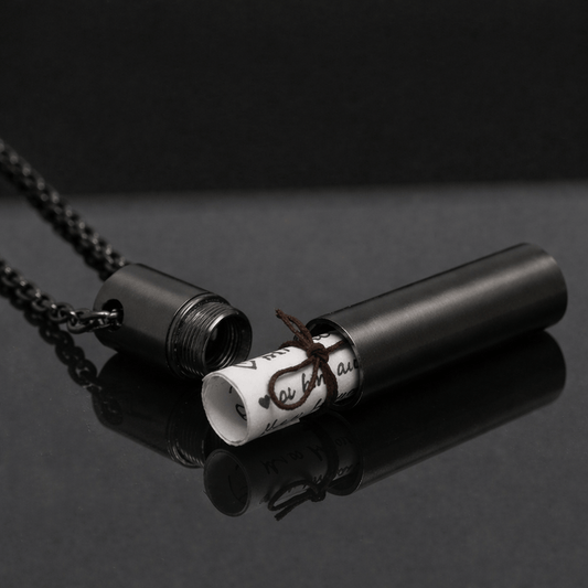 THE SECRET BOX - BLACK - 10mm Titanium Steel Pendant with 24inch Adjustable 4 mm Cable Chain for Men & Boys - THE MEN THING