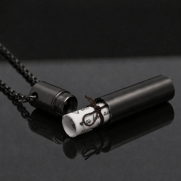 THE SECRET BOX - BLACK - 10mm Titanium Steel Pendant with 24inch Adjustable 4 mm Cable Chain for Men & Boys