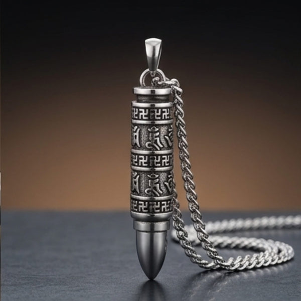 THE SECRET BOX BULLET - 11mm Pure Titanium Steel Pendant with 23inch Twisted 4mm Chain for Men & Boys