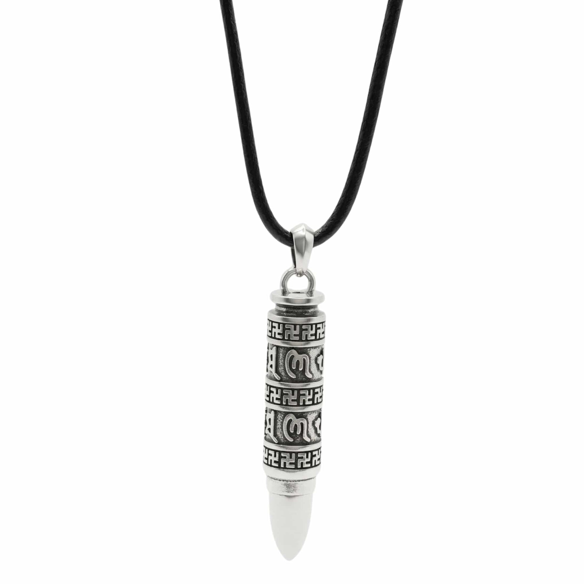 THE SECRET BOX BULLET - 11mm Pure Titanium Steel Pendant with 24 to 26inch Adjustable Leather Rope Necklace for Men & Boys - THE MEN THING