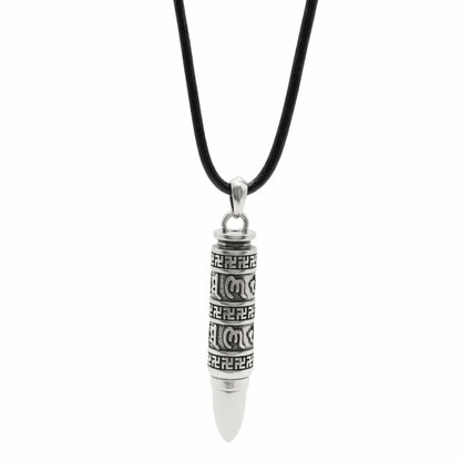THE SECRET BOX BULLET - 11mm Pure Titanium Steel Pendant with 24 to 26inch Adjustable Leather Rope Necklace for Men & Boys - THE MEN THING