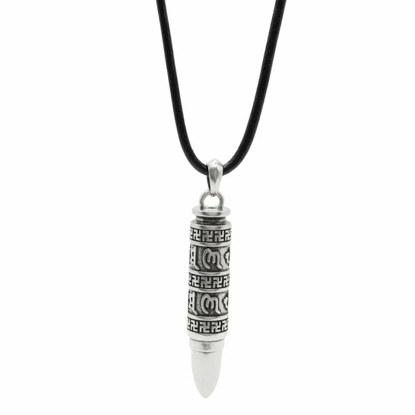 THE SECRET BOX BULLET - 11mm Pure Titanium Steel Pendant with 24 to 26inch Adjustable Leather Rope Necklace for Men & Boys