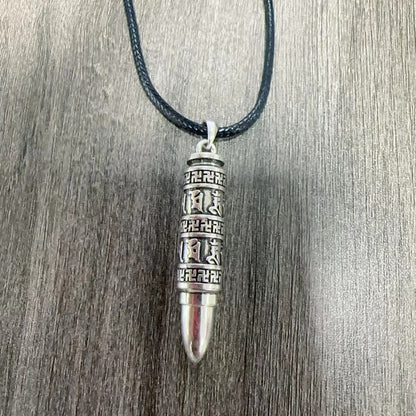 THE SECRET BOX BULLET - 11mm Pure Titanium Steel Pendant with 24 to 26inch Adjustable Leather Rope Necklace for Men & Boys - THE MEN THING