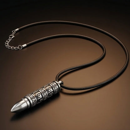 THE SECRET BOX BULLET - 11mm Pure Titanium Steel Pendant with 24 to 26inch Adjustable Leather Rope Necklace for Men & Boys - THE MEN THING