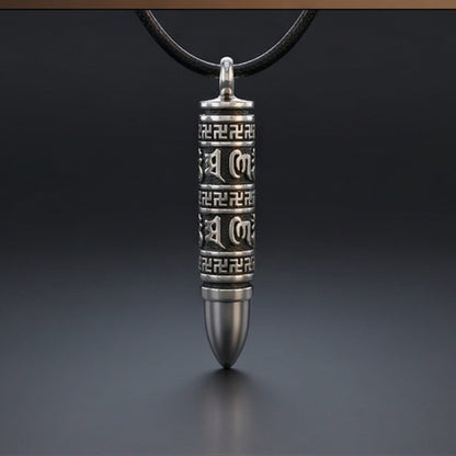 THE SECRET BOX BULLET - 11mm Pure Titanium Steel Pendant with 24 to 26inch Adjustable Leather Rope Necklace for Men & Boys - THE MEN THING