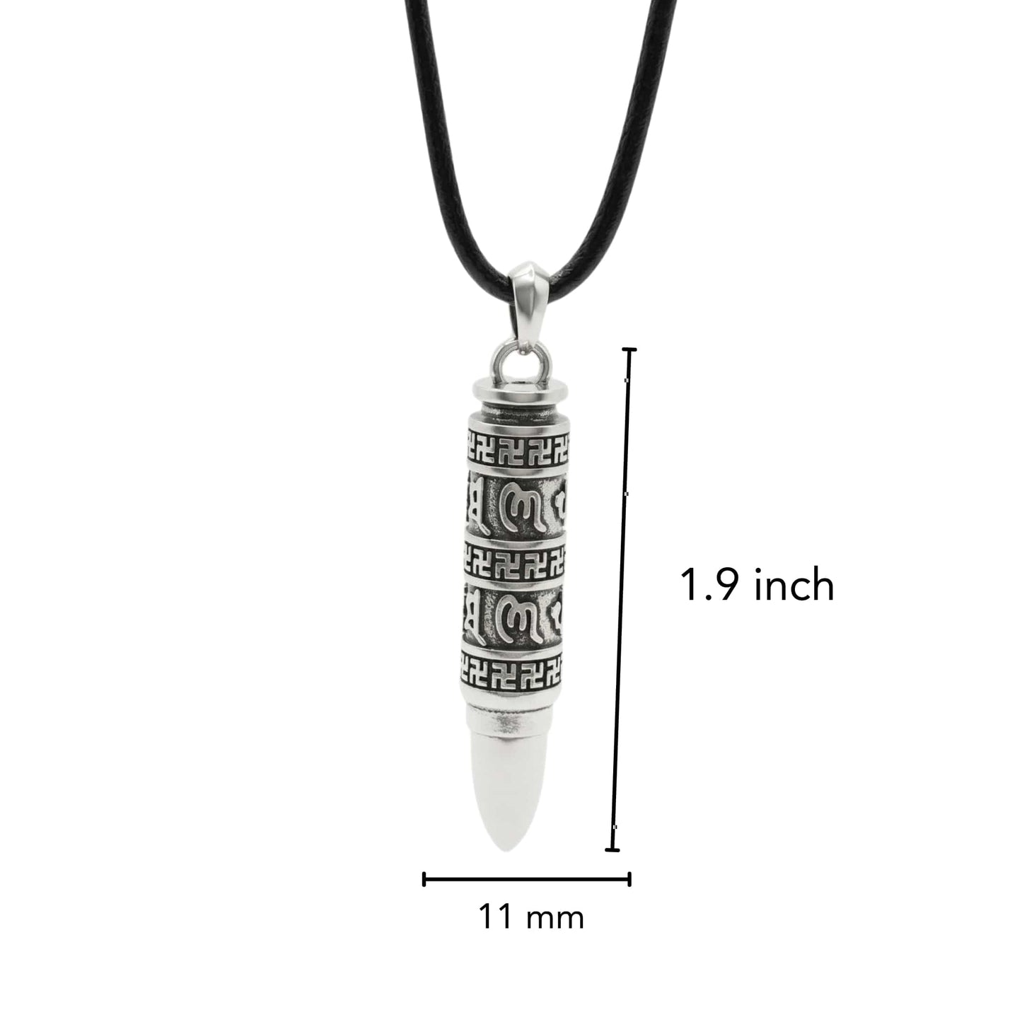THE SECRET BOX BULLET - 11mm Pure Titanium Steel Pendant with 24 to 26inch Adjustable Leather Rope Necklace for Men & Boys - THE MEN THING