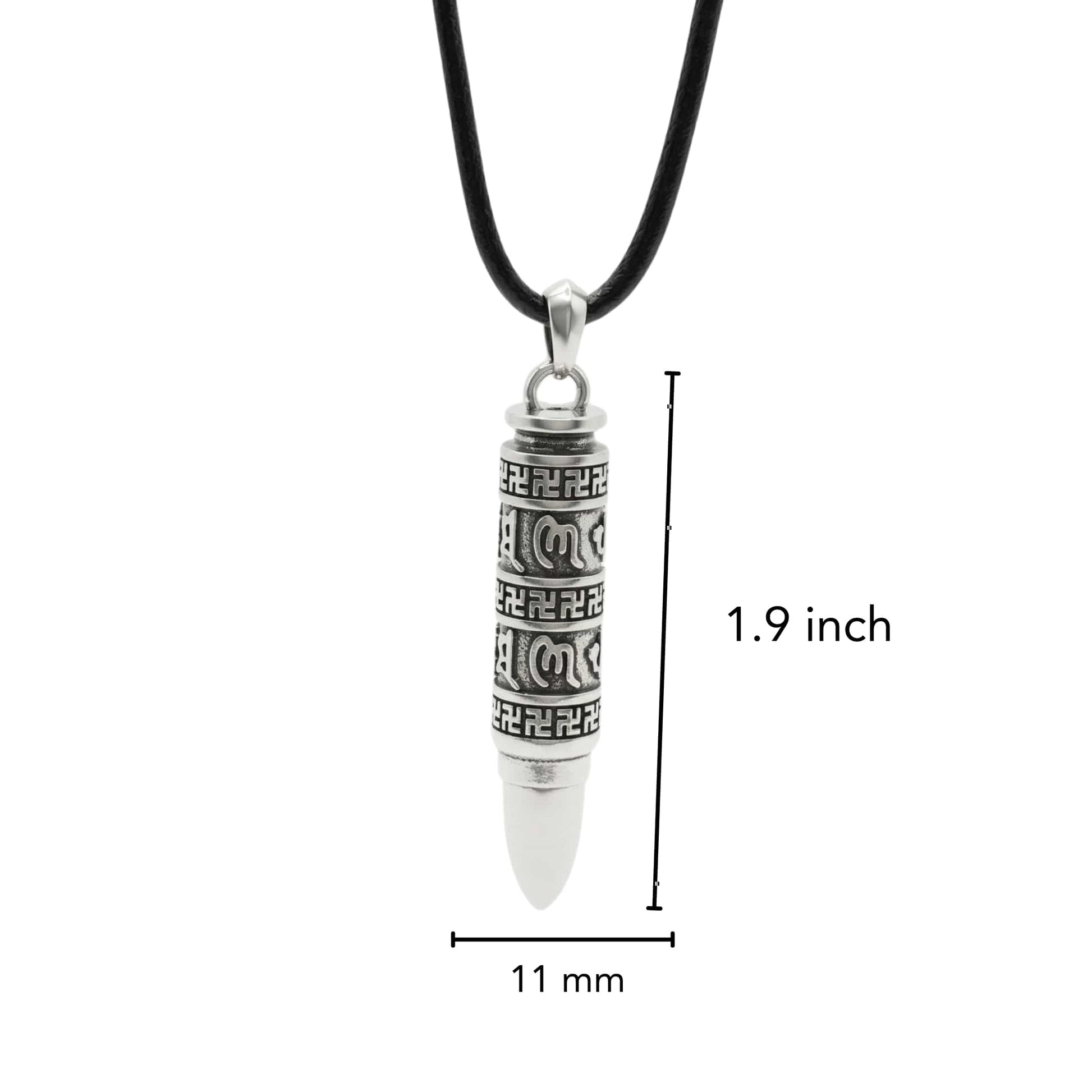 THE SECRET BOX BULLET - 11mm Pure Titanium Steel Pendant with 24 to 26inch Adjustable Leather Rope Necklace for Men & Boys - THE MEN THING