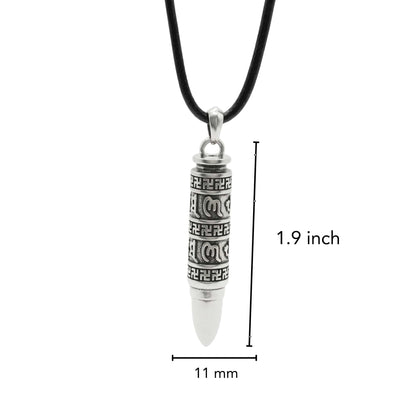 THE SECRET BOX BULLET - 11mm Pure Titanium Steel Pendant with 24 to 26inch Adjustable Leather Rope Necklace for Men & Boys - THE MEN THING