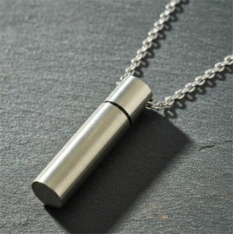 THE SECRET BOX - SILVER - 10mm Titanium Steel Pendant with 24inch Adjustable 4 mm Cable Chain for Men & Boys - THE MEN THING