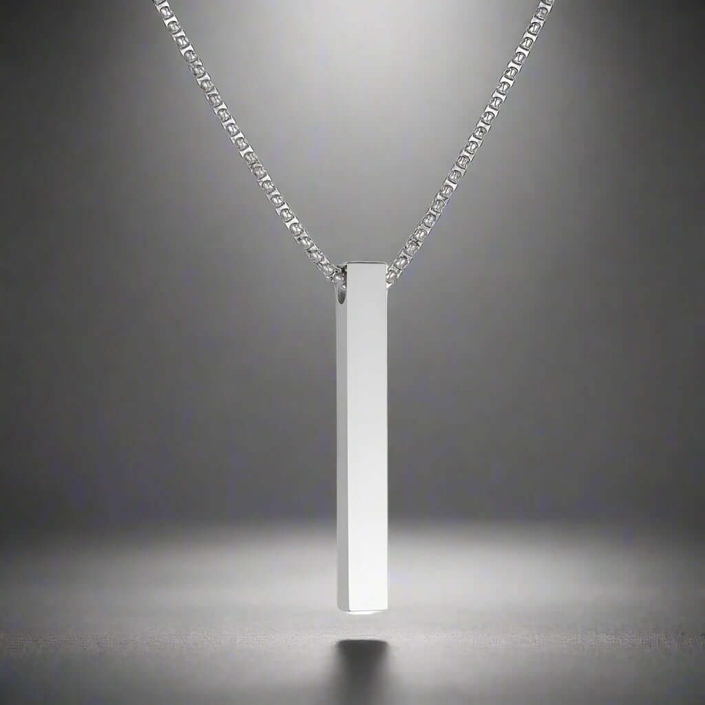 THE SLEEK (A) - Alloy Silver Pendant with  Pure Stainless Steel 24inch Round box Chain for Men, European trending Style for Men & Boy - THE MEN THING