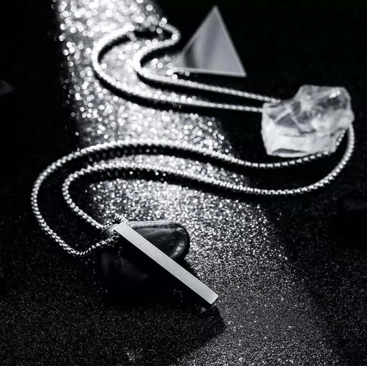 THE SLEEK (A) - Alloy Silver Pendant with  Pure Stainless Steel 24inch Round box Chain for Men, European trending Style for Men & Boy - THE MEN THING