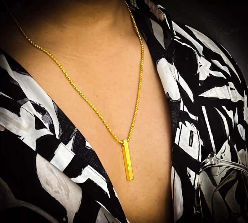 THE SLEEK (Gold Tone) -  Alloy Pendant with  Pure Stainless Steel24inch Round Box Chain, European trending Style for Men & Boy - THE MEN THING