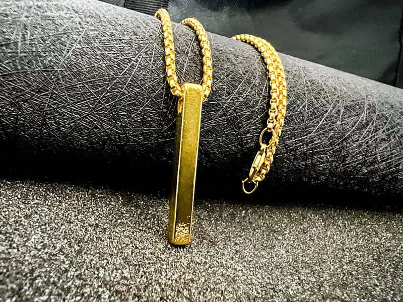 THE SLEEK (Gold Tone) -  Alloy Pendant with  Pure Stainless Steel24inch Round Box Chain, European trending Style for Men & Boy - THE MEN THING