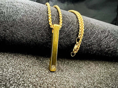 THE SLEEK (Gold Tone) -  Alloy Pendant with  Pure Stainless Steel24inch Round Box Chain, European trending Style for Men & Boy - THE MEN THING