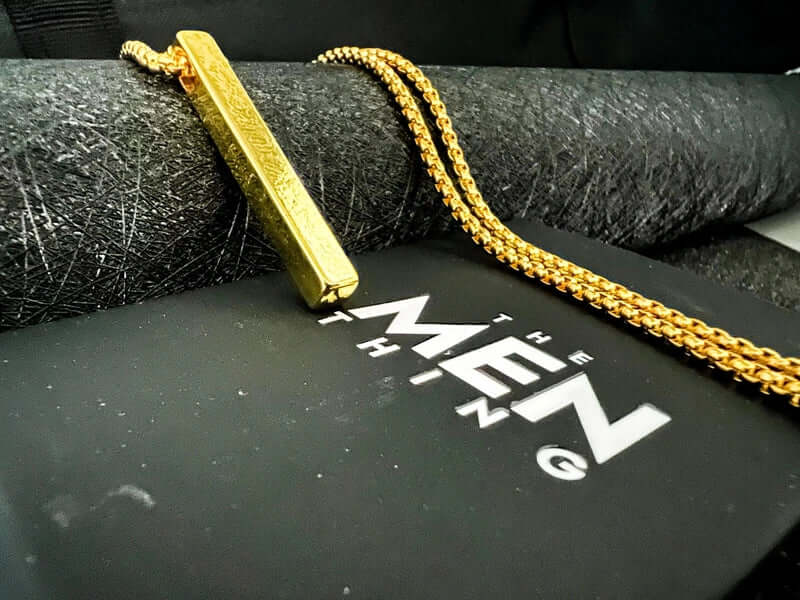 THE SLEEK (Gold Tone) -  Alloy Pendant with  Pure Stainless Steel24inch Round Box Chain, European trending Style for Men & Boy - THE MEN THING
