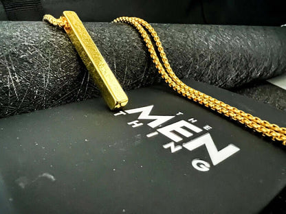 THE SLEEK (Gold Tone) -  Alloy Pendant with  Pure Stainless Steel24inch Round Box Chain, European trending Style for Men & Boy - THE MEN THING