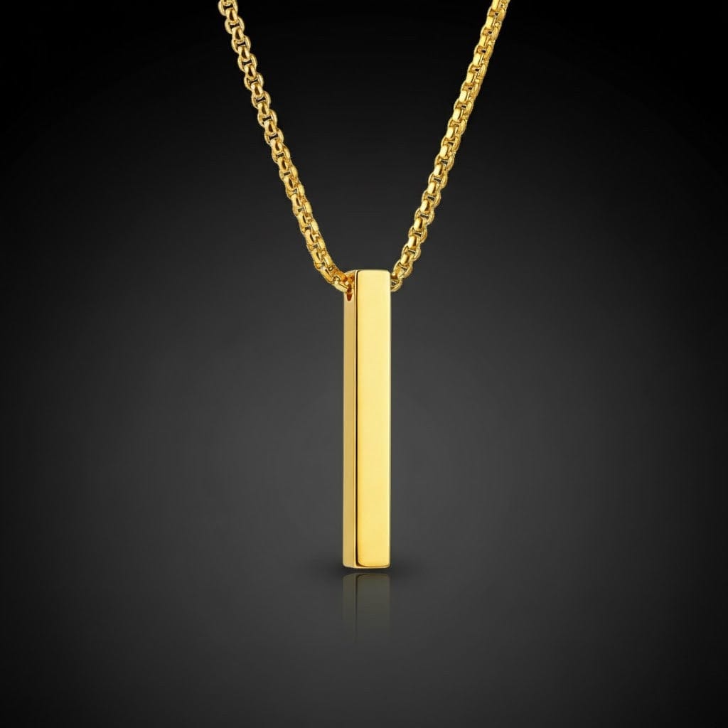 THE SLEEK (Gold Tone) -  Alloy Pendant with  Pure Stainless Steel24inch Round Box Chain, European trending Style for Men & Boy - THE MEN THING
