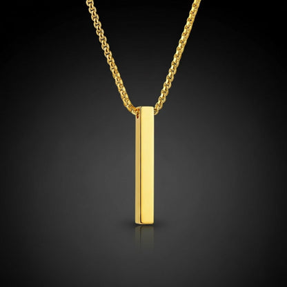 THE SLEEK (Gold Tone) -  Alloy Pendant with  Pure Stainless Steel24inch Round Box Chain, European trending Style for Men & Boy - THE MEN THING