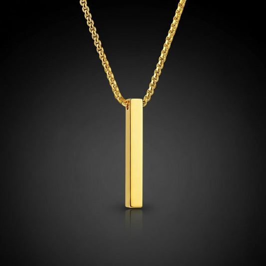 THE SLEEK (Gold Tone) -  Alloy Pendant with  Pure Stainless Steel24inch Round Box Chain, European trending Style for Men & Boy - THE MEN THING