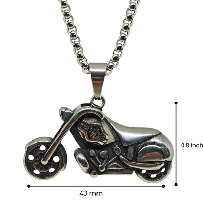 THUNDER BIKE - 43mm Titanium Steel Pendant with 24inch Round Box 5mm Chain for Men & Boys - THE MEN THING