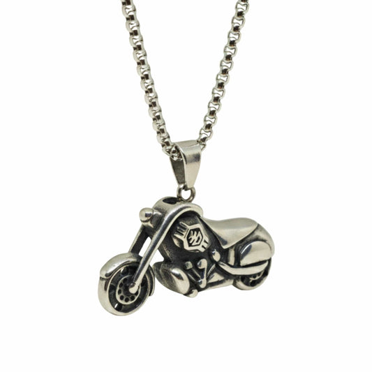 THUNDER BIKE - 43mm Titanium Steel Pendant with 24inch Round Box 5mm Chain for Men & Boys - THE MEN THING