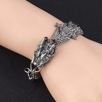 TIBETAN DRAGON -"15"mm Pure Alloy Bracelet with Lobster Claw Buckle for Men & Boys ("8" inch) — Steel Bracelets for Men | THE MEN THING