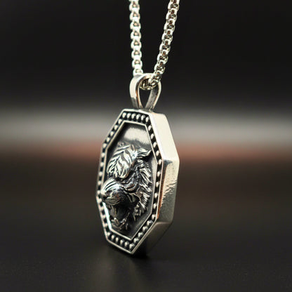 TIGER FURY - 37mm Titanium Steel Pendant with 24inch Round Box 5mm Chain for Men & Boys - THE MEN THING