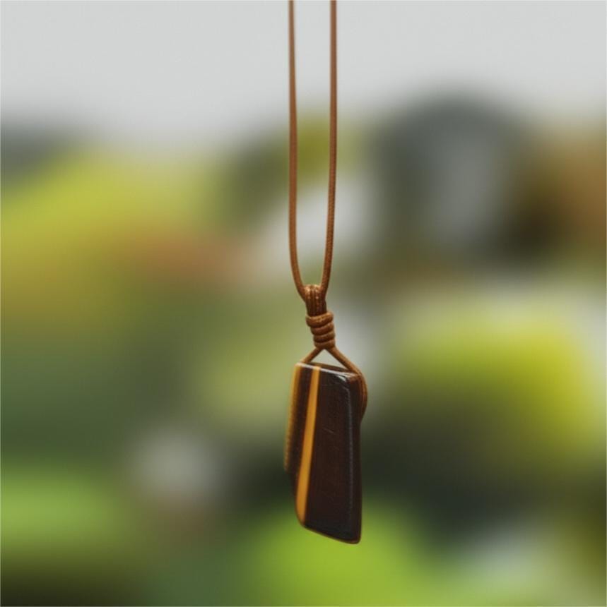 TIGERS EYE - Natural Crystal Unshaped Pendant with Adjustable Rope Chain for Men and Boys - THE MEN THING