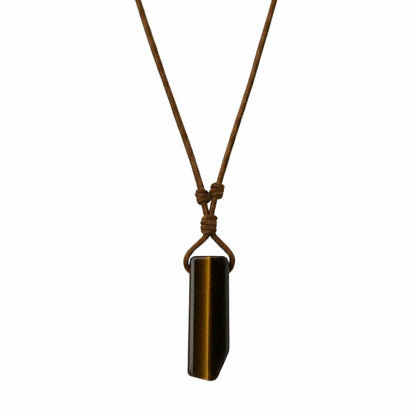 TIGERS EYE - Natural Crystal Unshaped Pendant with Adjustable Rope Chain for Men and Boys - THE MEN THING