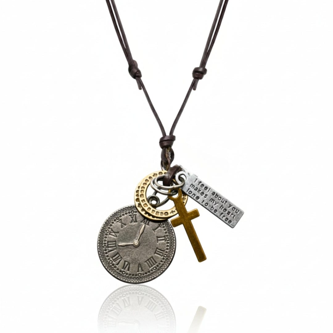 TIMELOCK FAITH – 1.2-Inch Pure Stainless Steel Pendant with Adjustable Leather Rope for Men & Boys - THE MEN THING