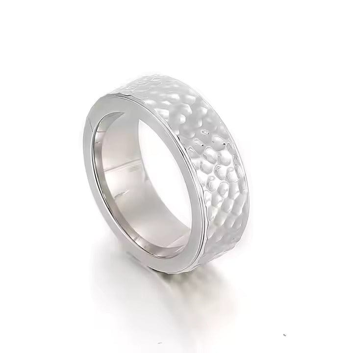TITAN HAMMER RING - Silver Ring - Pure Titanium Steel Ring for Men Size - 21 - THE MEN THING