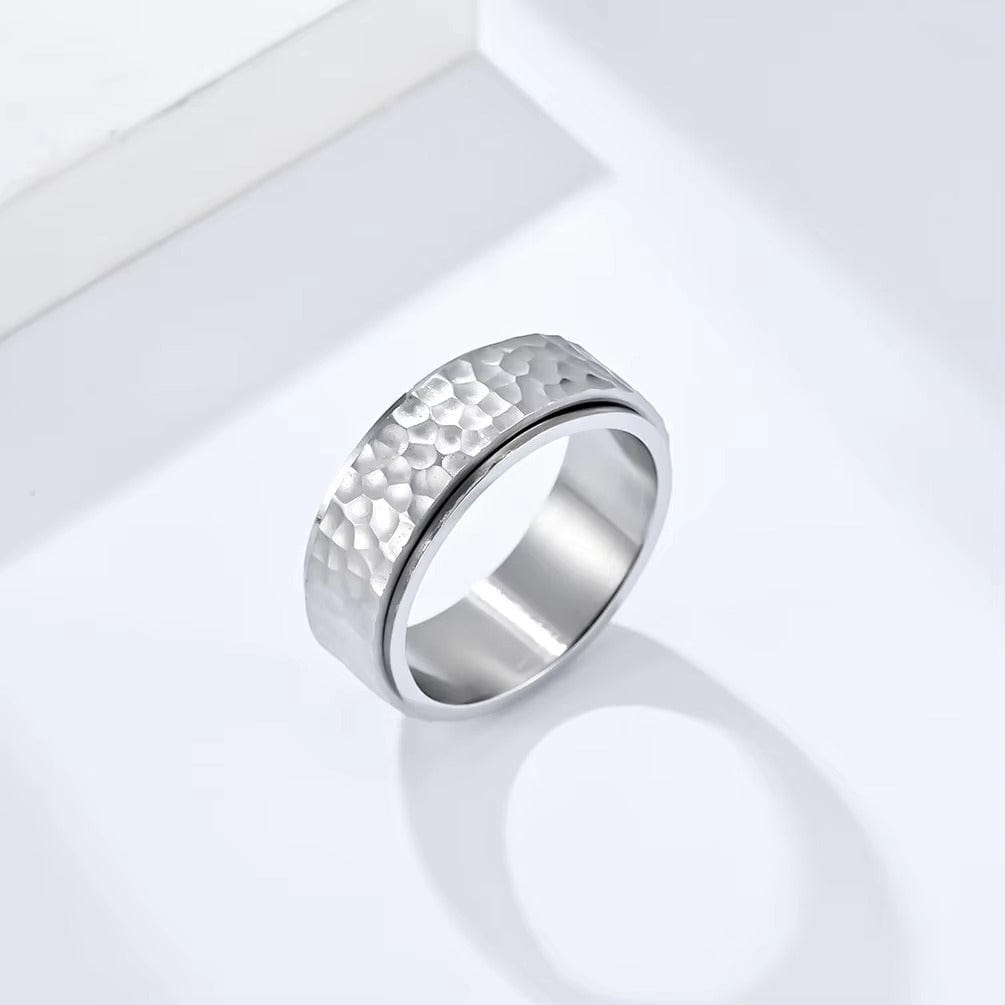 TITAN HAMMER RING - Silver Ring - Pure Titanium Steel Ring for Men Size - 21 - THE MEN THING