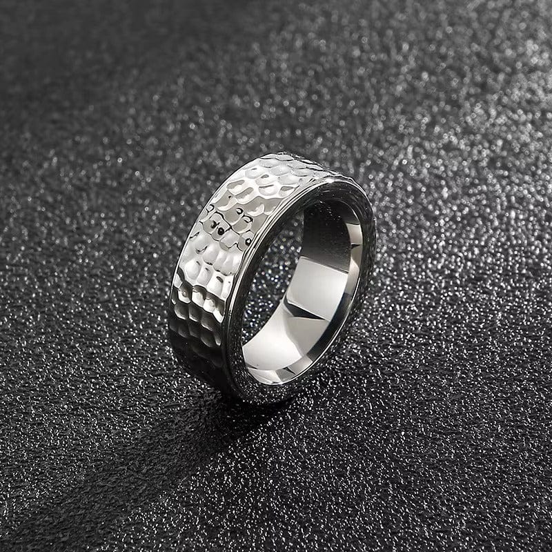 TITAN HAMMER RING - Silver Ring - Pure Titanium Steel Ring for Men Size - 21 - THE MEN THING