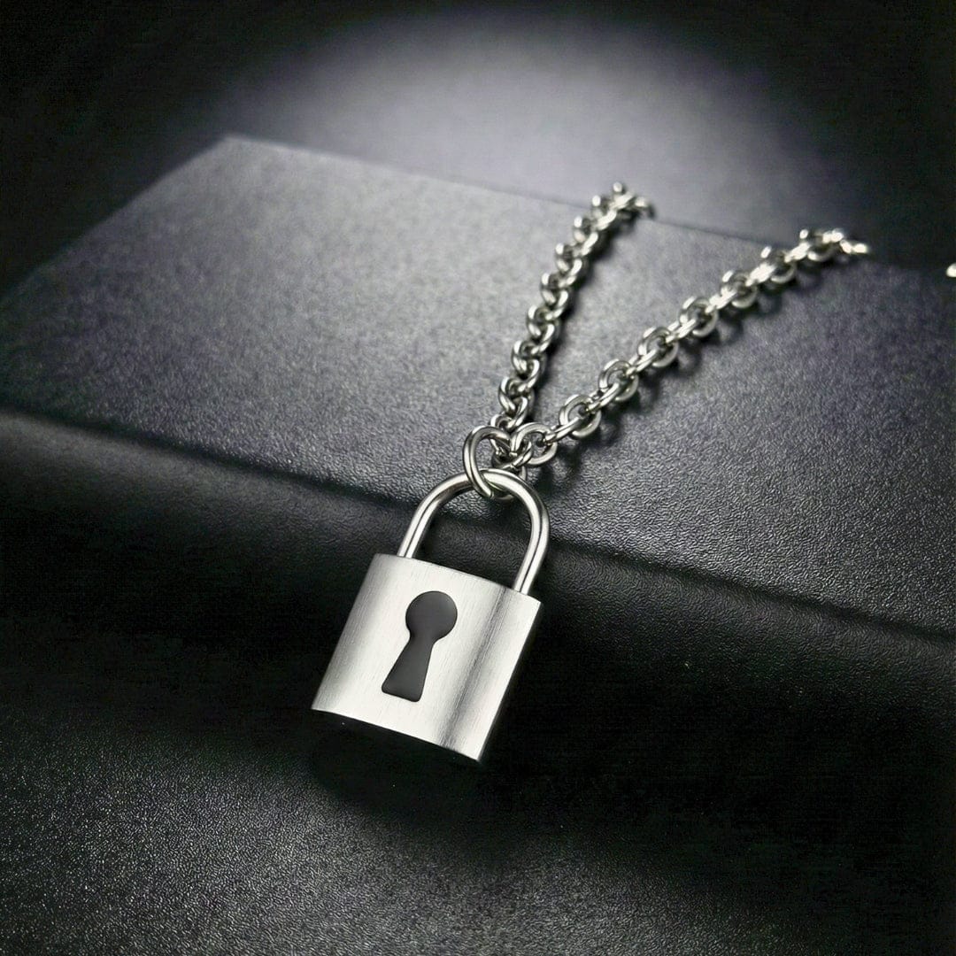 TITAN LOCK - 16mm Titanium Steel Pendant with 24inch Curb 5mm Chain for Men & Boys - THE MEN THING