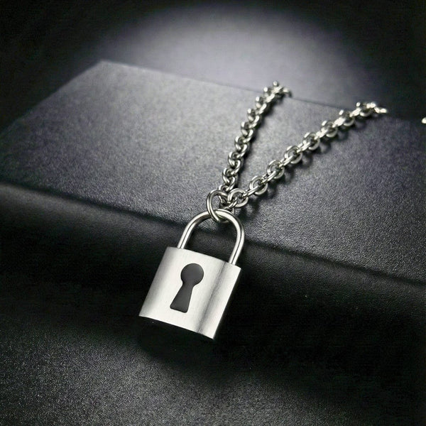TITAN LOCK - 16mm Titanium Steel Pendant with 24inch Curb 5mm Chain for Men & Boys