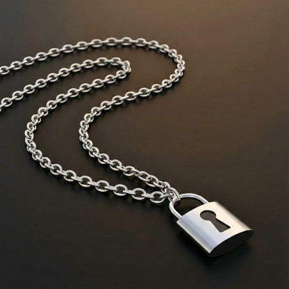 TITAN LOCK - 16mm Titanium Steel Pendant with 24inch Curb 5mm Chain for Men & Boys - THE MEN THING