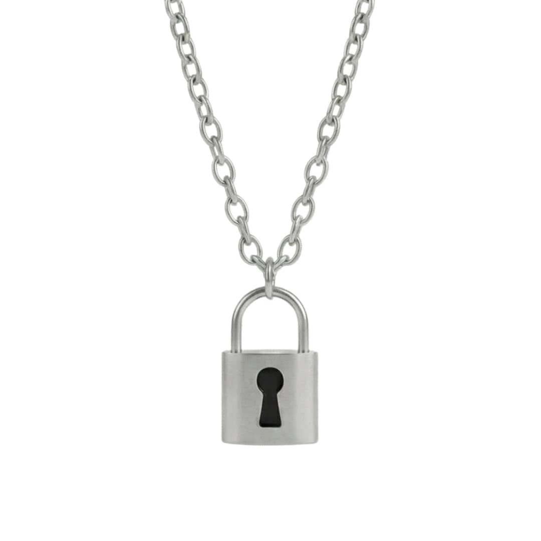 TITAN LOCK - 16mm Titanium Steel Pendant with 24inch Curb 5mm Chain for Men & Boys - THE MEN THING