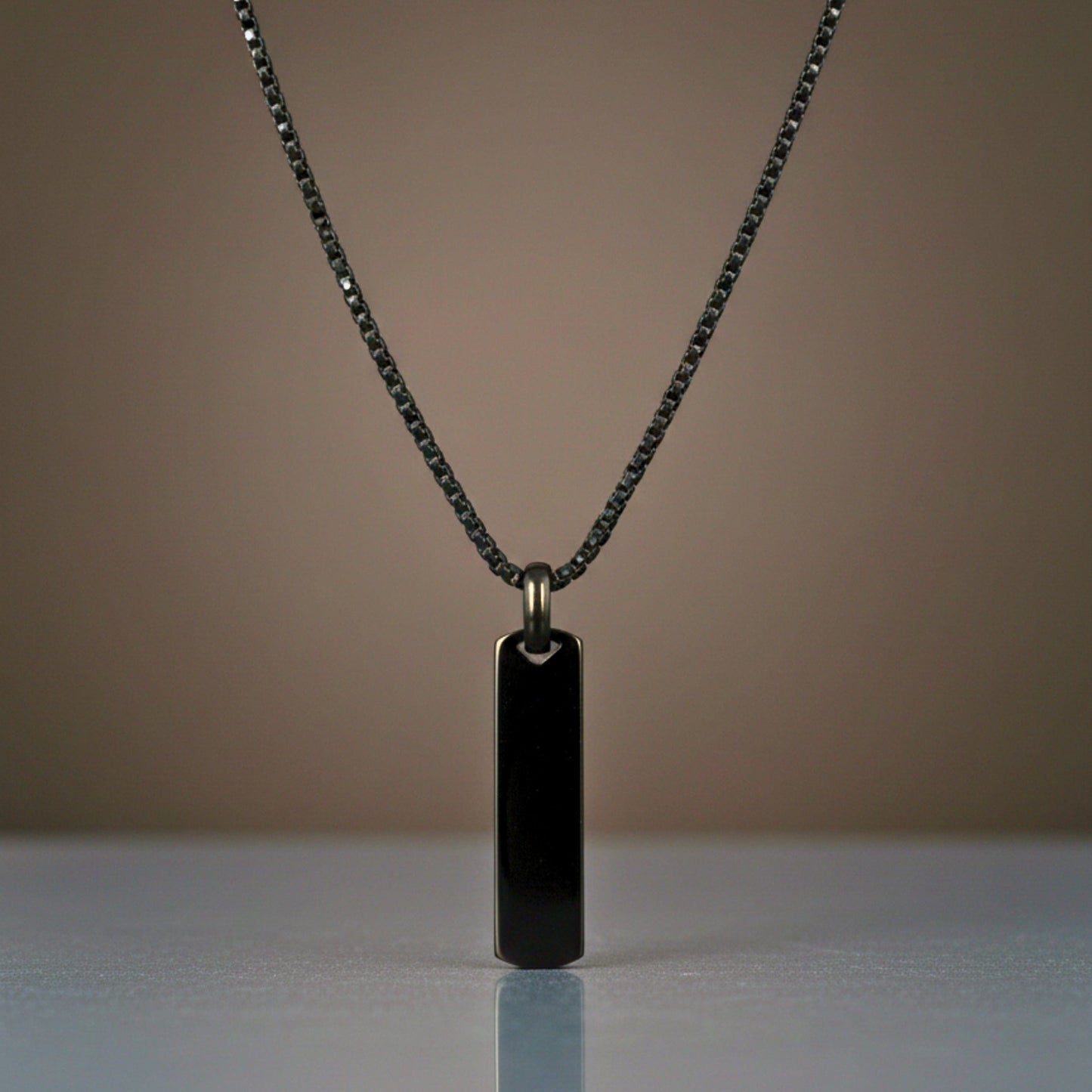TITAN VOID - 11mm Titanium Steel Pendant with 24inch Round Box 4mm Chain for Men & Boys - THE MEN THING